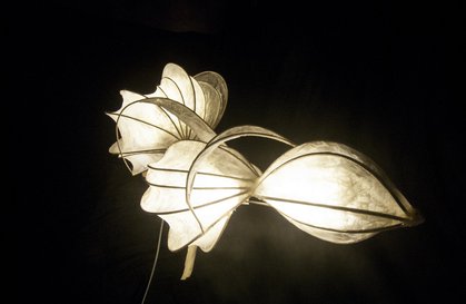 brown tissue paper form surrounding lights