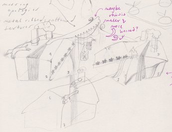 sketchbook drawing for ceramic house