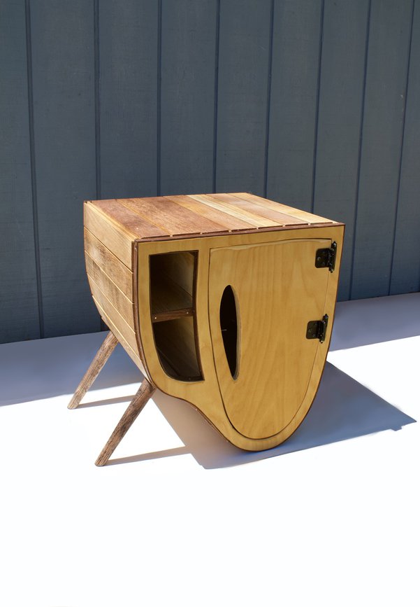 Side table with opening on left side and two suppo