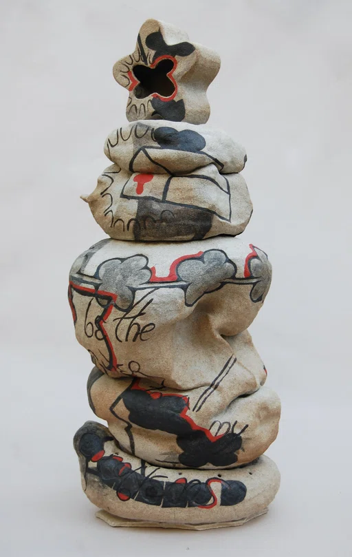 Ceramic Sculpture of organic forms with surface dr