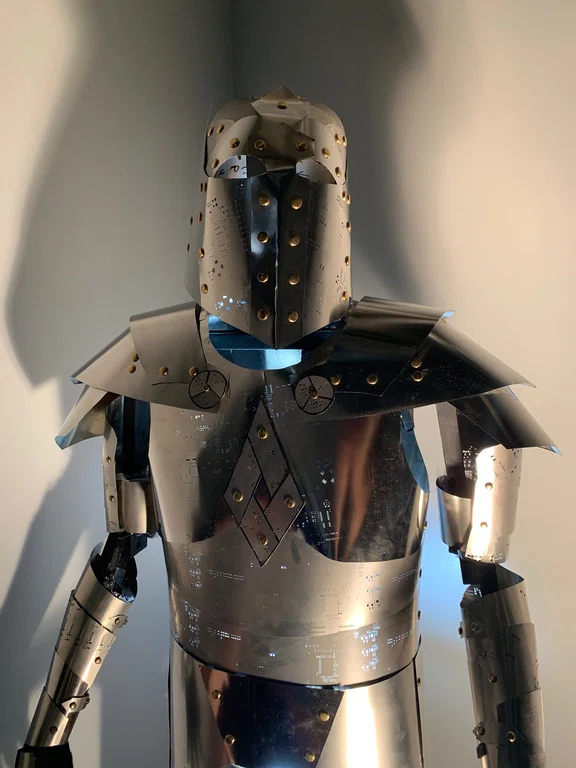 Knight of armor detail of upper body construction