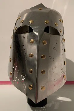 Front view, knight's helmet