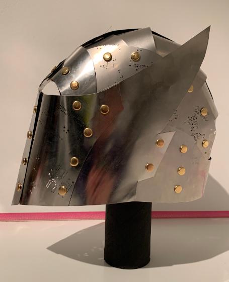 Side view of knight's helmet